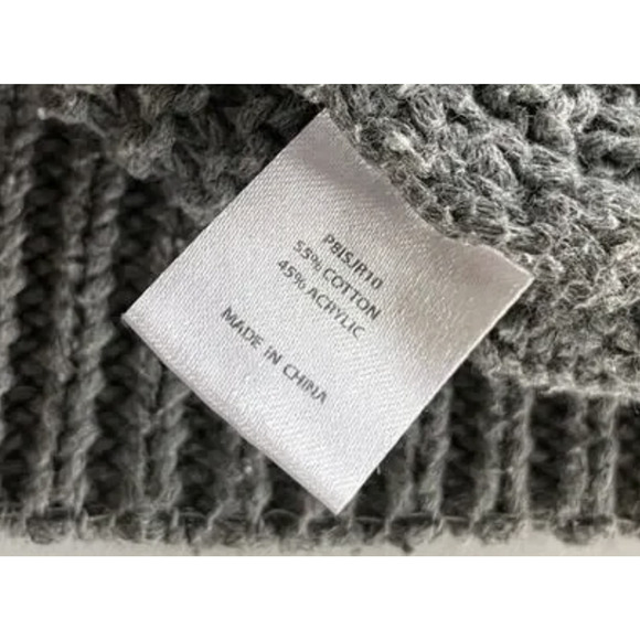 Parker Sweater Womens Medium Gray Chunky Knit Mock Neck Ribbed - Picture 7 of 11